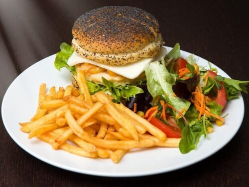 hamburger, food, burger, fries, salad, fast food, plate, burger, burger, burger, burger, burger, fast food