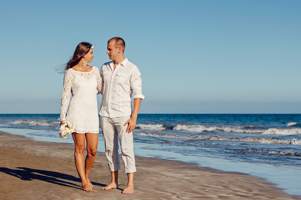 wedding, beach, young couple, couple, portrait, lovers, husband and wife, bride and groom, beach wedding, marriage, pair, together, romantic couple, couple portrait, love, romantic, ocean, seashore, shore, nature, wedding photography, wedding, wedding, wedding, couple, couple, couple, couple, couple