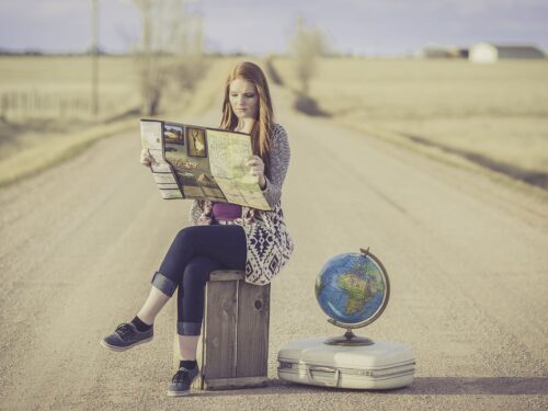 globe trotter, traveller, globe, map, journey, planning, waiting, female, woman, world, road, world map, dirt road, travel, traveling, outdoors, young woman, map, journey, travel, travel, travel, travel, travel, traveling