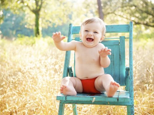 baby, sitting, smiling