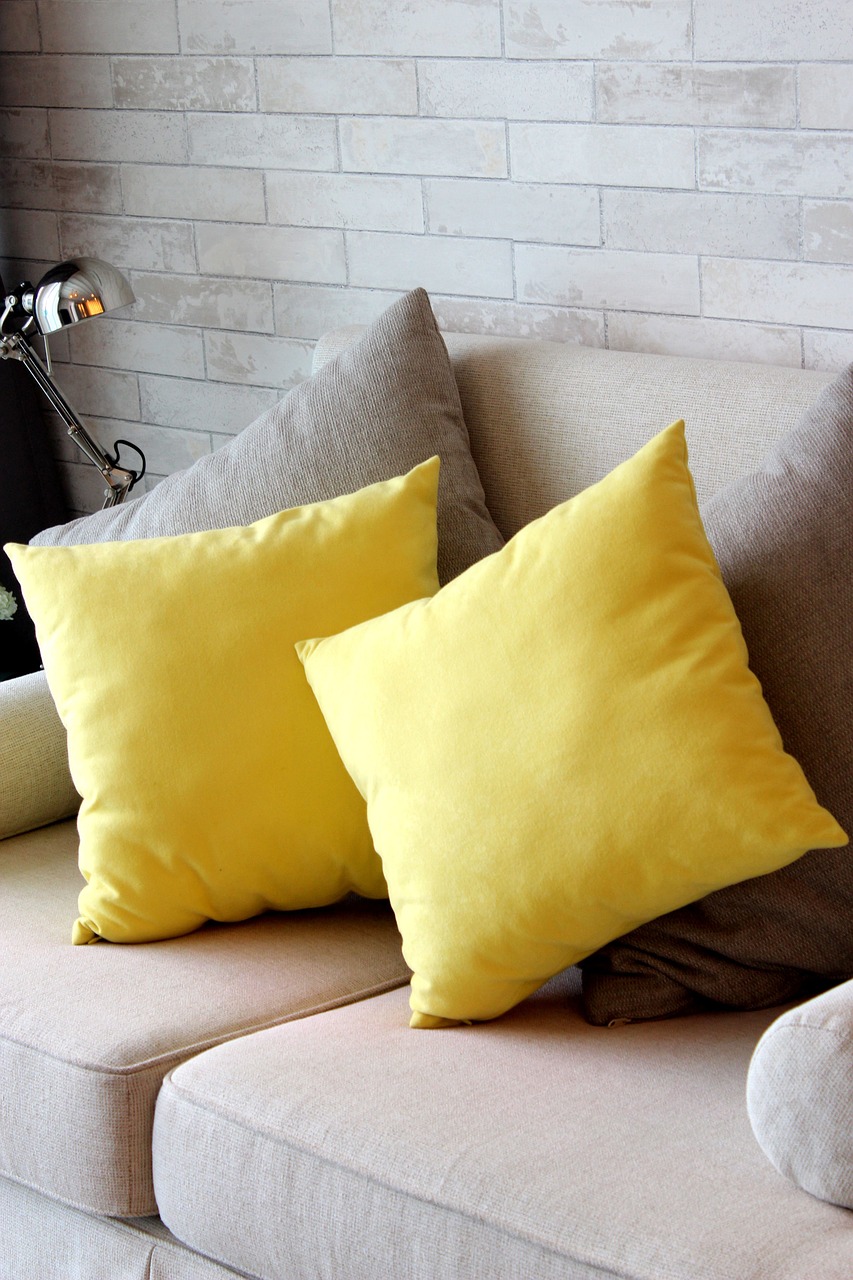 pillow, yellow, sofa