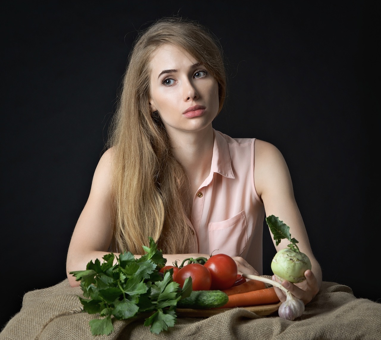 girl, vegetables, health