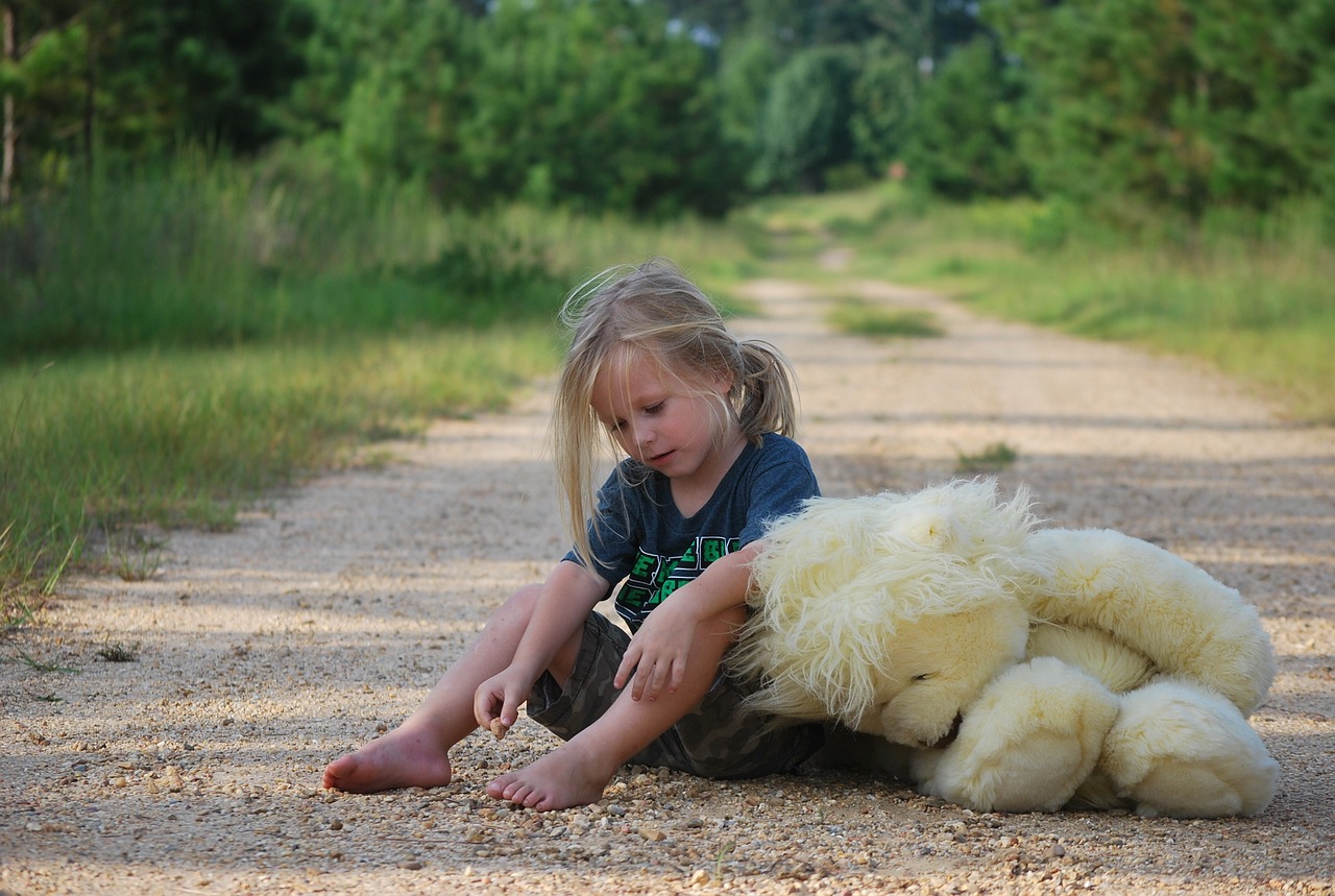 girl, teddy bear, toy, child, childhood, little, play, outdoors, dirt road, sitting, kid, stuffed animal, stuffed toy, girl, teddy bear, teddy bear, teddy bear, teddy bear, teddy bear, toy, child, child, play, dirt road, kid