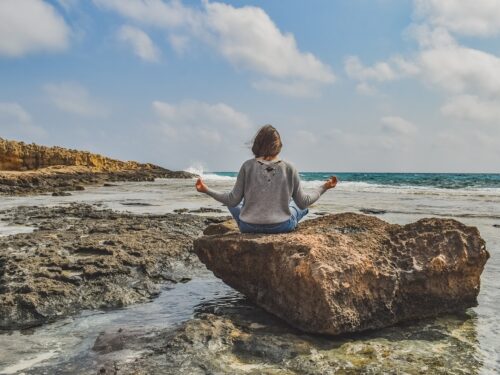 girl, meditation, nature