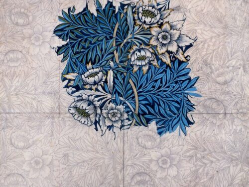 a drawing of a bunch of flowers on a wall