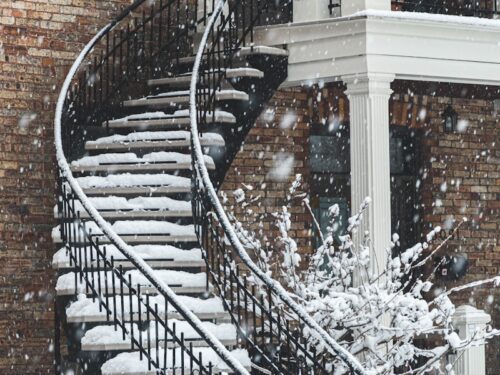 brown and white concrete staircase