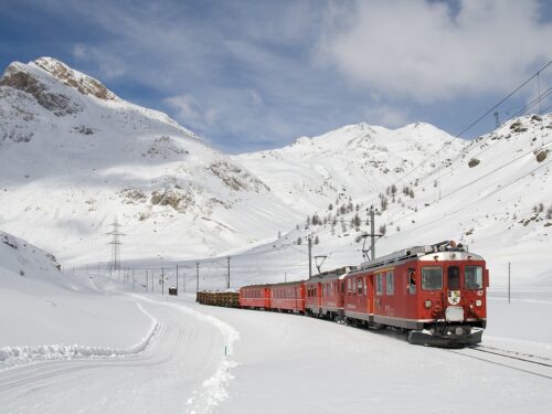 train, railway, snow