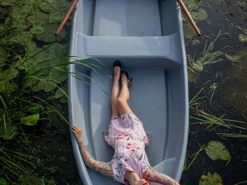 boat, river, woman