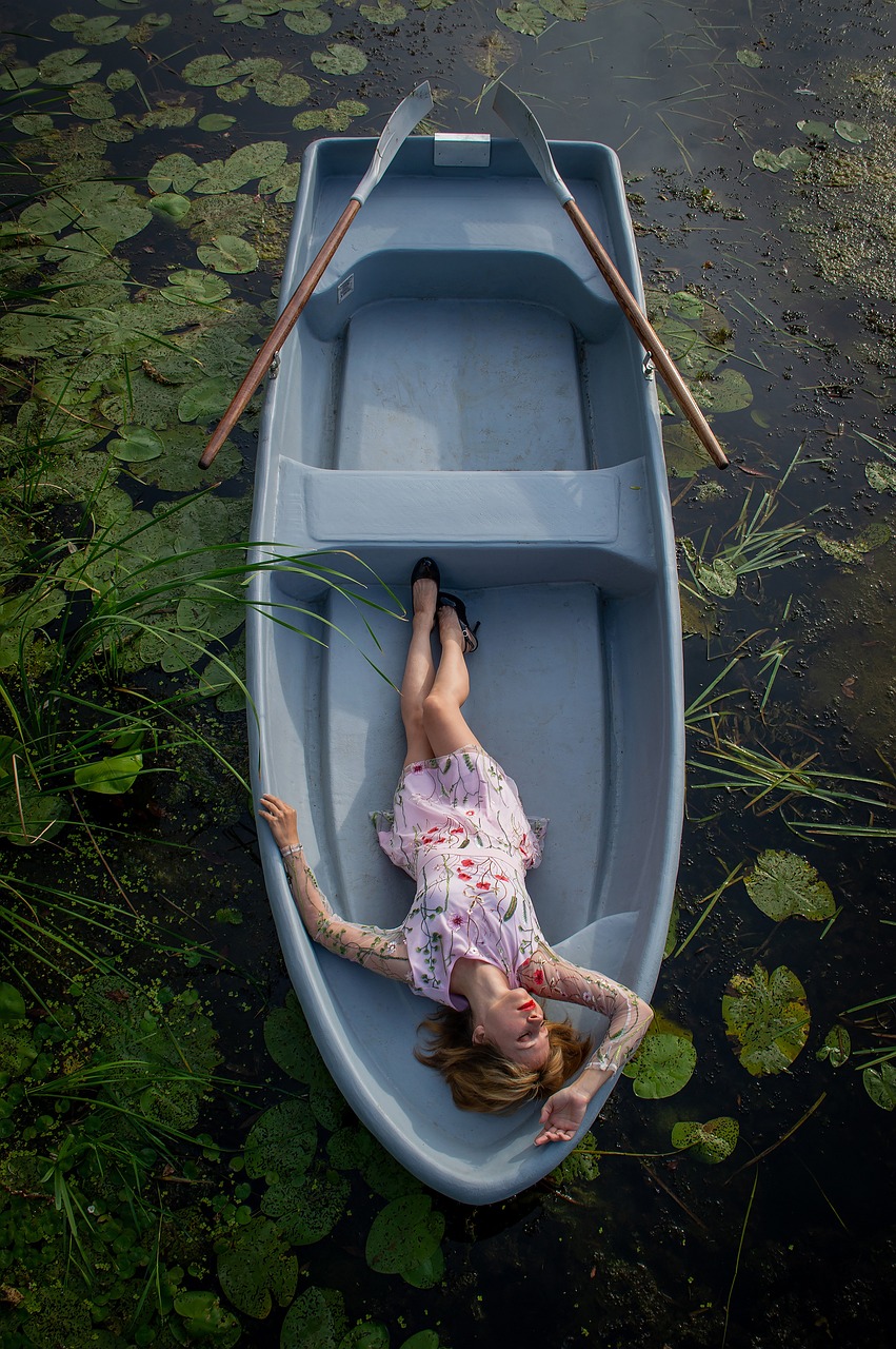 boat, river, woman