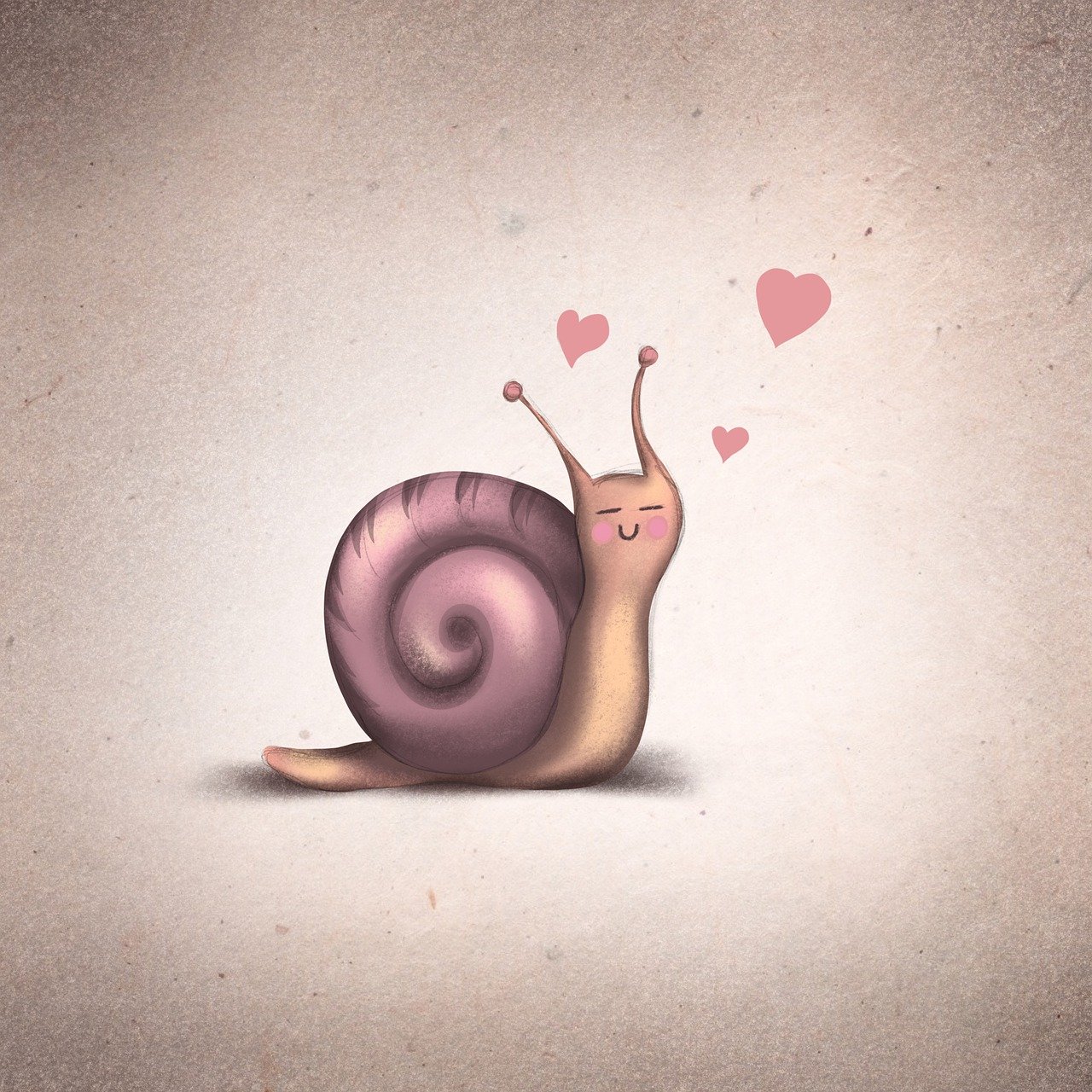 snail, love, hearts