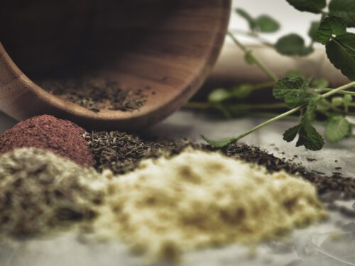 pestle, herbs, spices