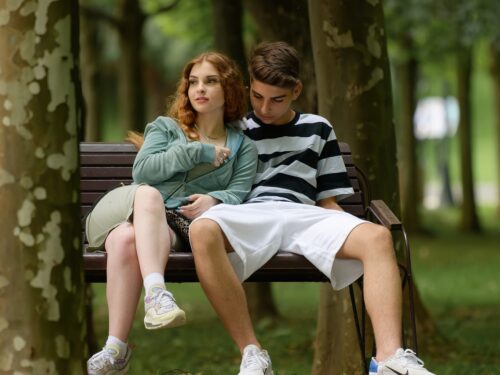 couple, park, young couple, forest, nature, sitting together, park bench, outdoors, portrait, couple, couple, couple, couple, couple, young couple