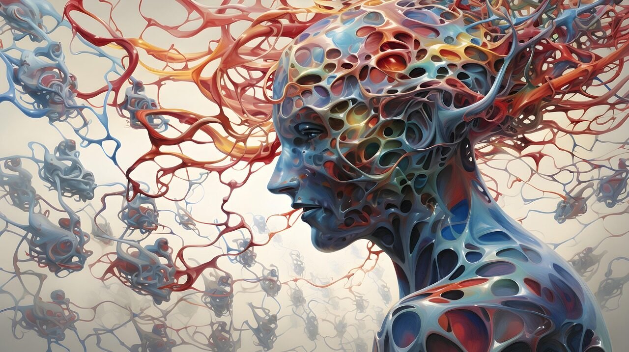 ai generated, brain, thoughts, chaotic, mind, nevrves, neurons