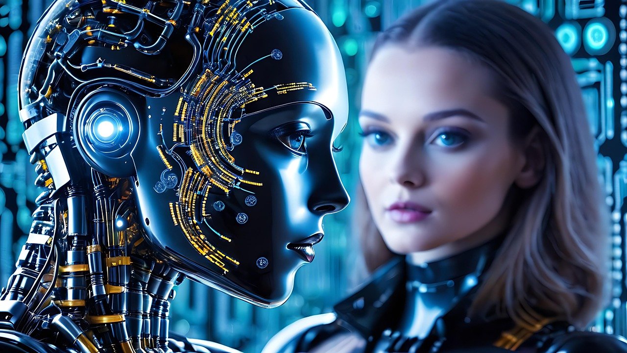 artificial intelligence, robot, technology, future, brain, face, futuristic, digital, intelligence, there, 3d, woman, machine, cyborg, artificial, computer, human, ai generated