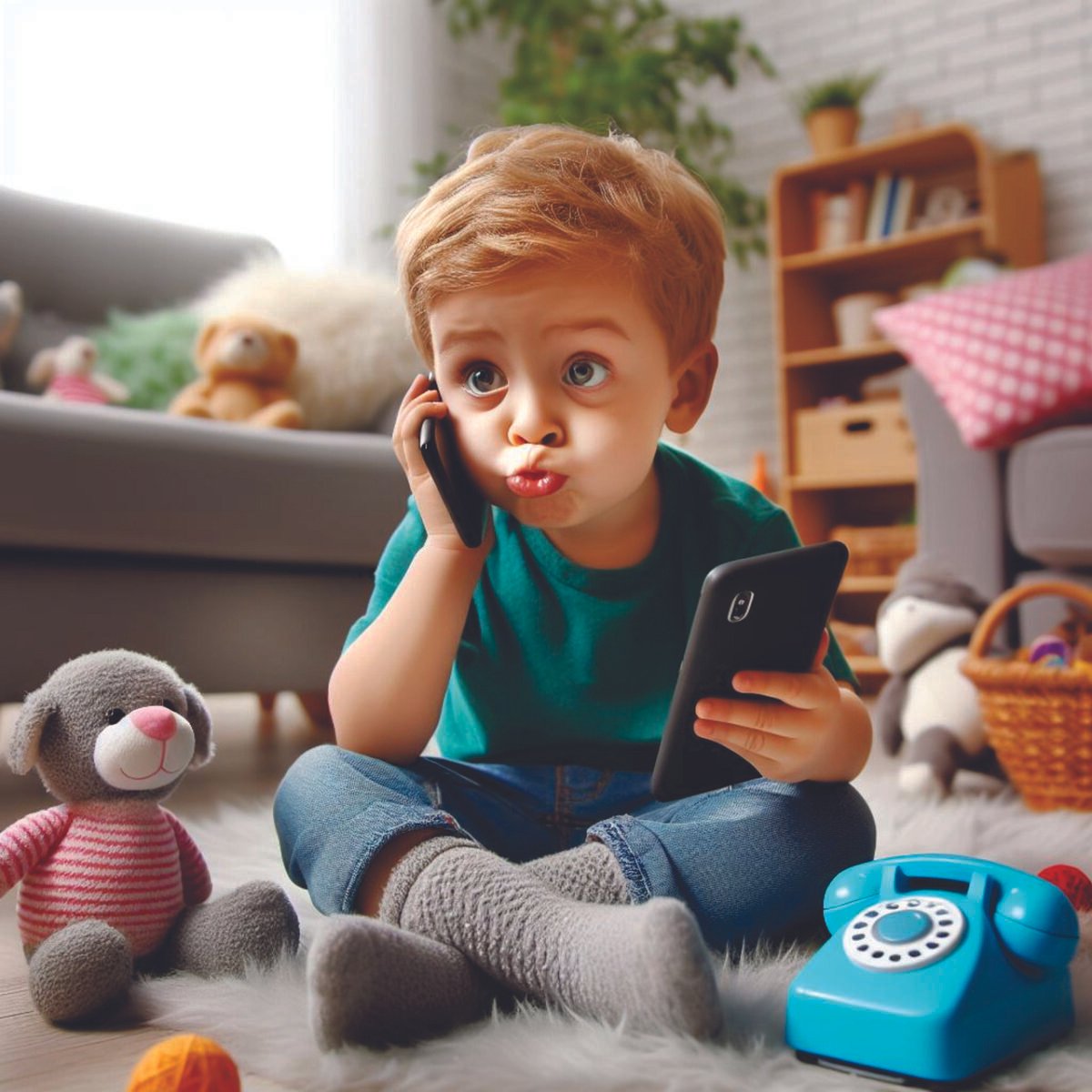 kid, cell phone, technology, childhood, boy, ai generated