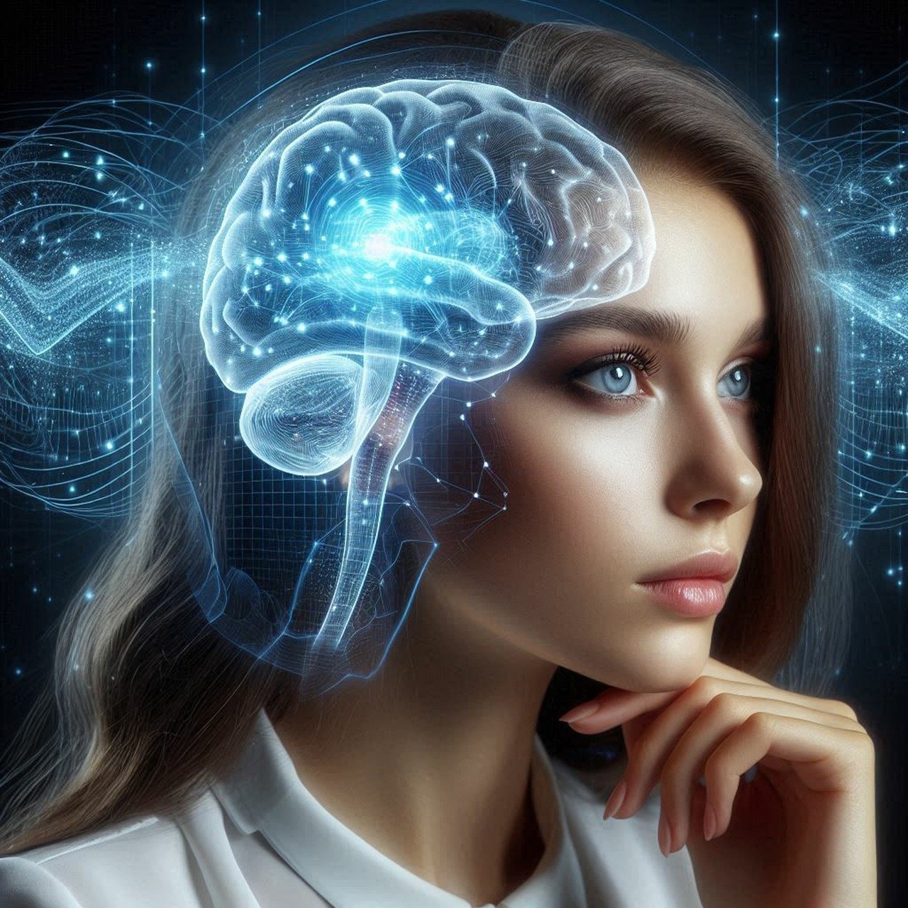 ai generated, woman, brain, brainwave, brain wave, hologram, thoughts, intelligence, brain, brain, brain, brain, brain