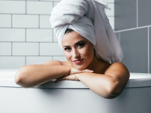 woman inside bathtub