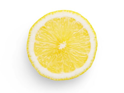 sliced lemon on white background