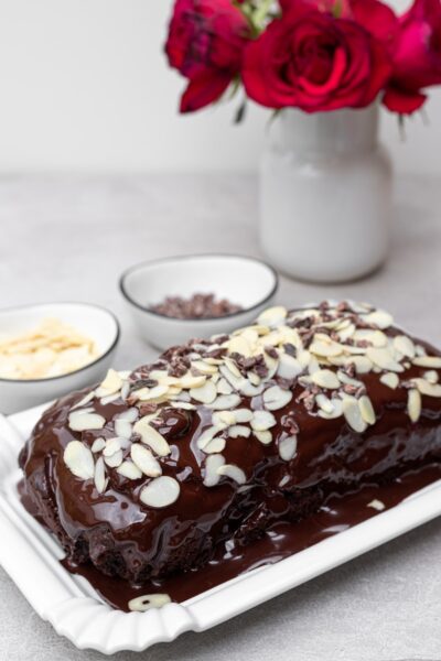 chocolate cake on white ceramic plate