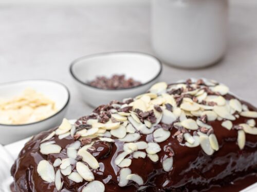 chocolate cake on white ceramic plate