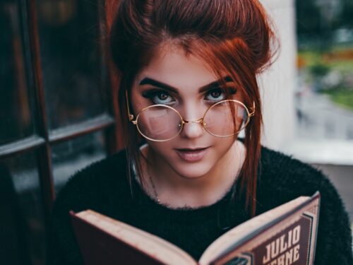 woman holding book