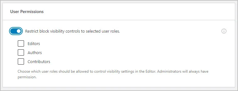 blokuoti matomumo leidimus