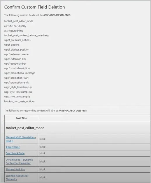 įspėjimas su sąrašu