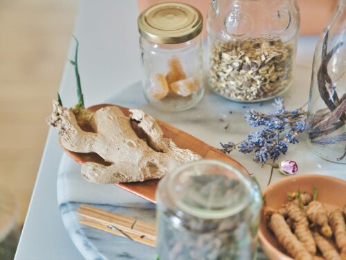 clear glass jar with white powder inside