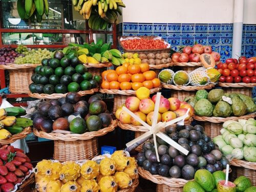 assorted fruits on display