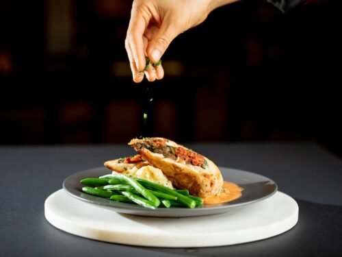 sandwich with asparagus on plate