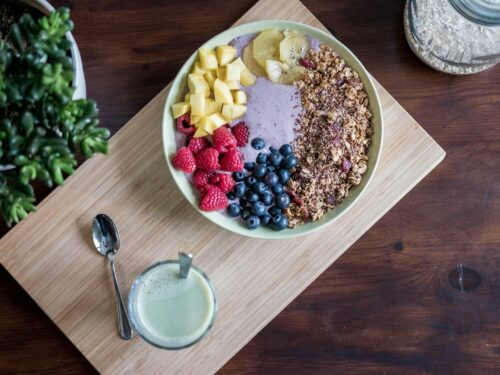 flat lay photography of fruits on plate