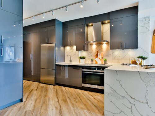 white and black kitchen counter