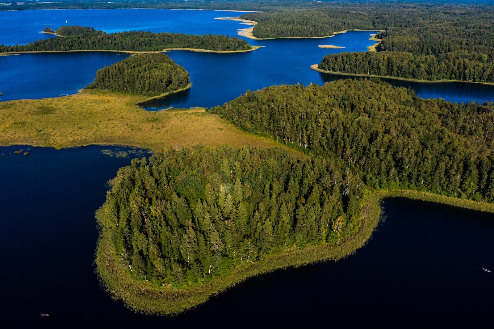 Beautiful panoramic aerial view of the lake Plateliai in Lithuania