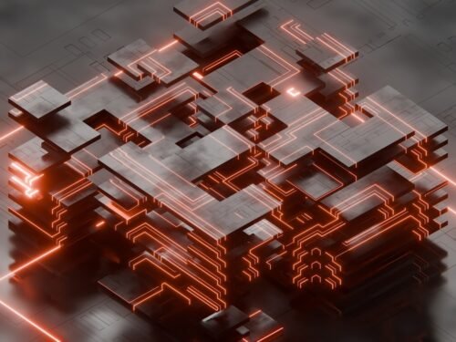 A computer generated image of a complex structure