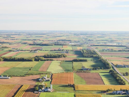 aerial photography of brown and green fileds