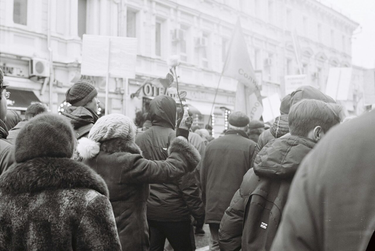 a group of people standing outside