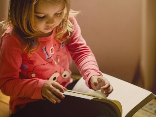 girl in pink sweatshirt